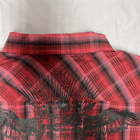 Mark Ecko Y2K Red/Black Plaid Casual Button Down 100% Cotton Long Sleeve SZ XXL - Picture 15 of 16